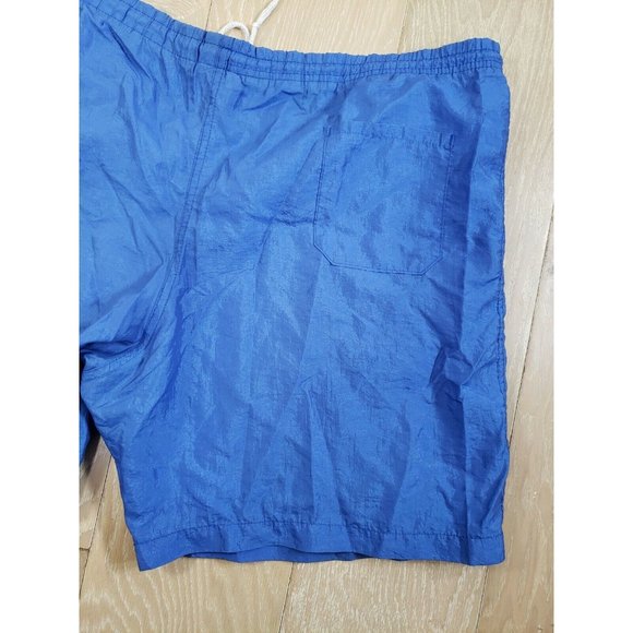 Vintage Adidas Mens XXL 2XL Spell Out Logo Blue Nylon Athletic Shorts Drawstring - Picture 5 of 7